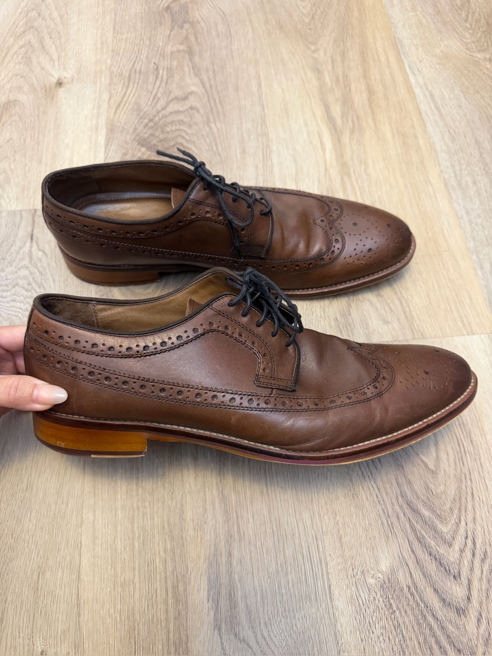 Johnston & Murphy Brown Leather Wingtip Dress Shoes